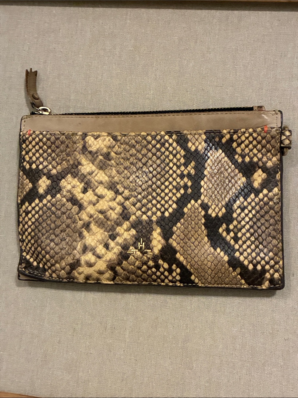 India Hicks Zip Pouch Clutch Python Print